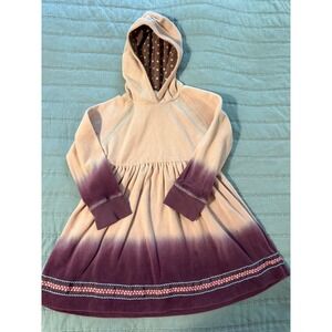 Matilda Jane Girls Velour Ombre Hoodie Dress Peach Purple Dip Dye Size 4 4T